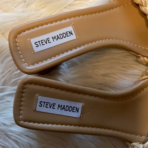 Steve Madden Women’s SAGED Straw Wooden Open Toe Slip On Sandals Size 9.5 - Picture 4 of 9
